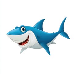 Obraz premium Cartoon blue shark character