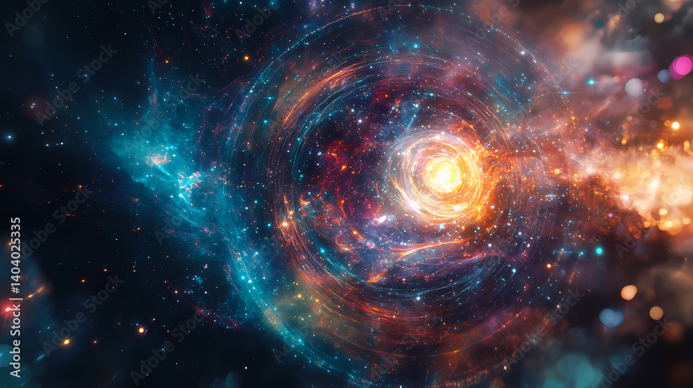 Wall mural cosmos astronomy concept. a vibrant mandala design showcasing cosmic colors and intricate patterns. 