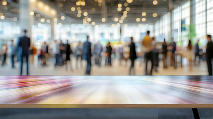 Fototapeta premium Blurred Background of Business People Interacting in a Bright Modern Hall