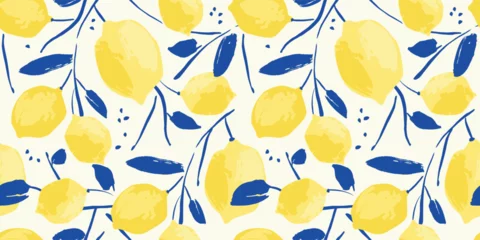 Vector seamless pattern with abstract lemons. Trendy hand drawn art textures. Modern abstract design for paper, cover, fabric, interior decor and other © Nadia Grapes