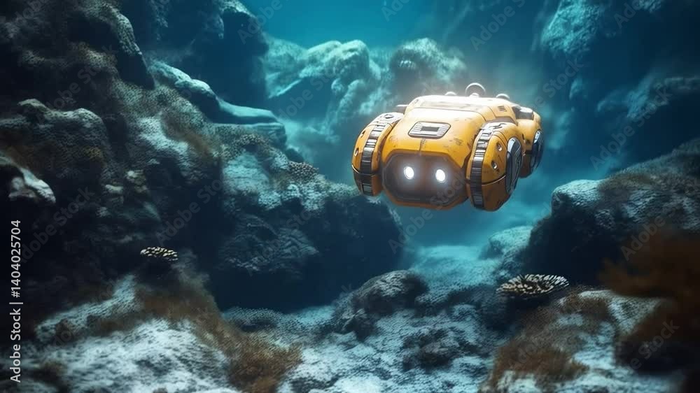 Aufkleber innovative autonomous robots navigate the ocean floor, gathering critical data for research and expl
