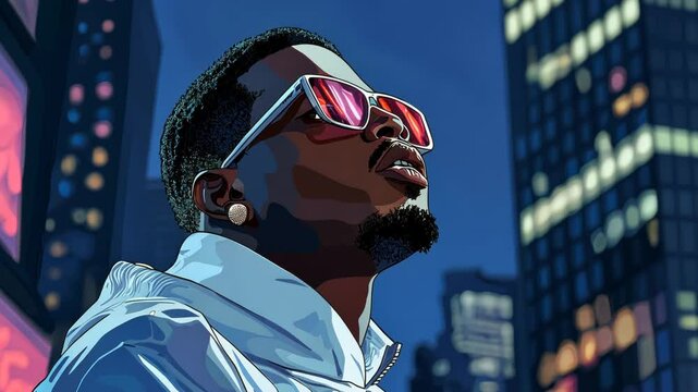 Chill Reggae Musician Illustration Enjoying Ganja in Jamaica Vector Animation