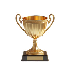 gold trophy cup isolated on white background, success and victory symbolized in elegant award form