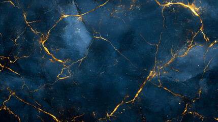 Fototapeta premium A stunning blue and gold marble texture with intricate vein patterns, creating a luxurious and elegant background.