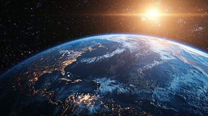 Obraz premium Sunrise Earth from Space: A Breathtaking View of Our Planet