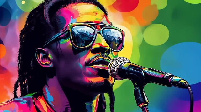 Chill Reggae Musician Cartoon with Ganja and Sun Vibes from Jamaica