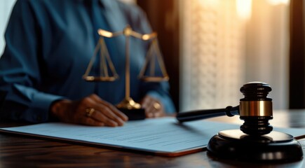 Judge's Gavel Scales of Justice on Legal Document Law Justice Concept
