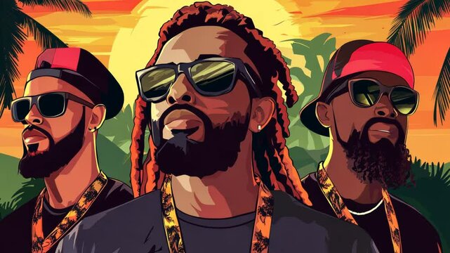 Chill Reggae Musician Cartoon Vector from Jamaica with Ganja and Sun Vibes