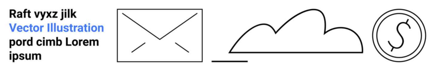 Envelope, cloud outline, and dollar symbol design. Ideal for email, cloud storage, finance, technology, simplicity business communication. Perfect for a simple landing page