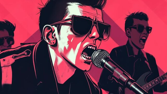 Punk Rock Music Vector Cartoon Animation with Heavy Anarchy Themes