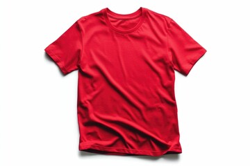 Red T-shirt Mockup Flat Lay on White Background for Design Template