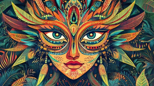 Ancient Skull Mask Illustration for Carnival and Halloween Decorations