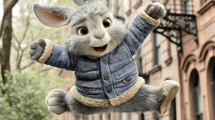 Jumping Cartoon Rabbit NYC.
