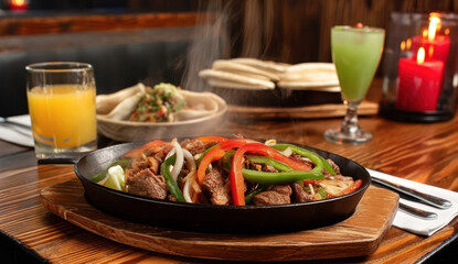 beef and vegetables, Mexican food 
