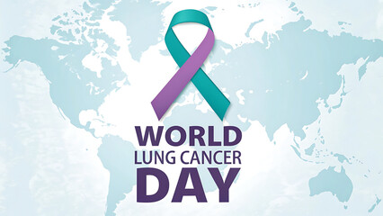Obraz premium world Lung Cancer Day 1 august awareness ribbon vector poster