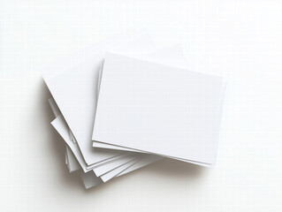 Stack of blank business cards on white background for mockup
