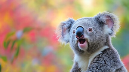 Obraz premium Cute koala bear surprised face wildlife animal australia marsupial nature photography adorable animal portrait