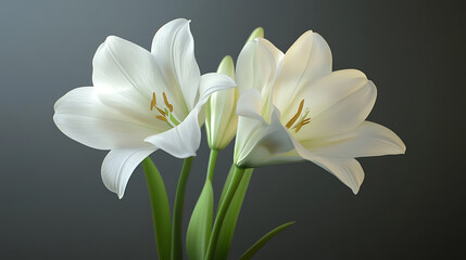 Obraz premium White Lilies on a Dark Background