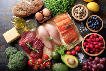 Balanced diet food background.  
