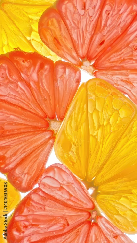 Aufkleber a cluster of citrus fruit slices in various shades of orange and yellow, arranged to form a circular