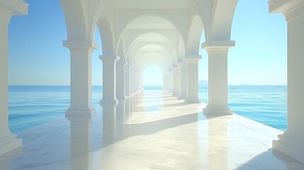 Serene Coastal Colonnade Architecture