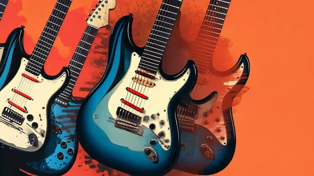 Electric Guitar Art in Black and Red Ideal for Music and Band Themes