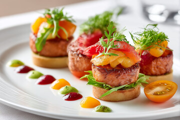 Elegant Gourmet Salmon Bites with Colorful Garnishes