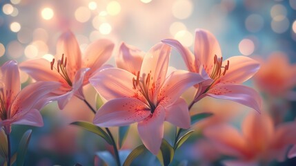 Close-up of vibrant Easter lilies with delicate petals and soft lighting