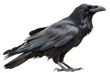 Fototapeta premium Majestic black raven bird isolated on the transparent background