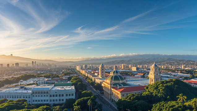 Fototapeta San Jose city, the capital of Costa Rica, sunny summer day