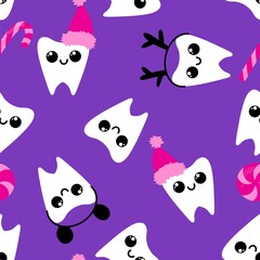 Medicine seamless teeth Christmas pattern for wrapping paper and fabrics and linens