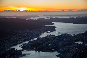 Breathtaking  Footage of Bergen's Sunset Skyline and Yachts