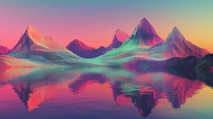 Naklejka premium A mountain range with a lake in the foreground