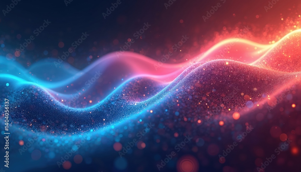 Leinwandbilder abstract wave design illustration with flowing lines in blue red gradient colors. dynamic digital ar