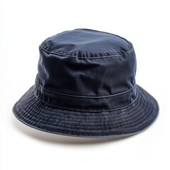 Dark blue bucket hat isolated on white background