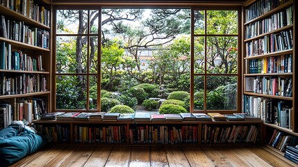 Serene Library Garden View
