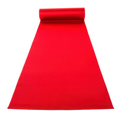 vibrant red yoga mat is rolled out, ready for use in fitness or meditation session. mat bold color adds energy to any workout space, enhancing motivation and focus