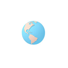 simple illustration of Earth with focus on Americas, featuring light blue ocean and beige continents, set against transparency background. minimalist design conveys sense of global connection