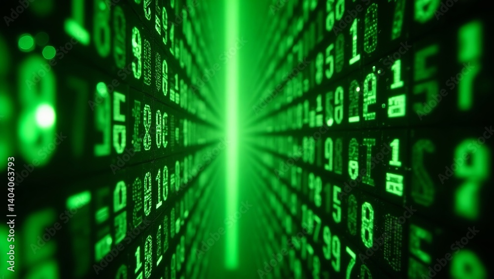 Poster green matrix digital code background technology abstract data stream information security cyber spac