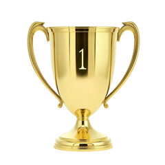 Fototapeta premium shiny gold trophy with number one prominently displayed, symbolizing victory and achievement. elegant design and polished finish make it perfect award for competitions