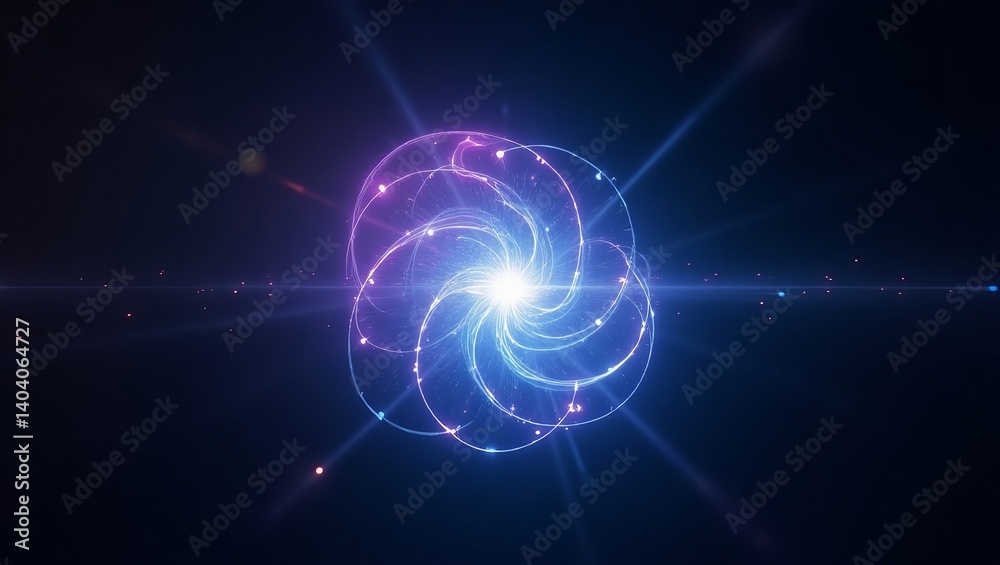 Poster abstract energy core background with light trails and glowing particles for science presentation 3d 