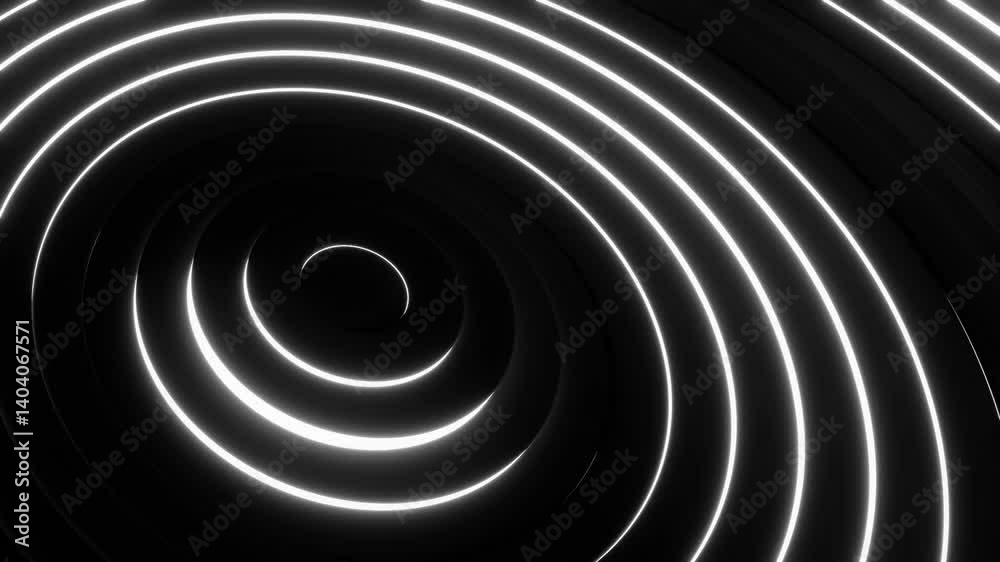 Canvas Prints abstract futuristic background animation of dark 3d rings wave motion with glowing white lights, 4k 