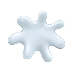 glossy white splash with smooth, shiny texture, resembling liquid droplet or paint splatter, isolated on transparent background