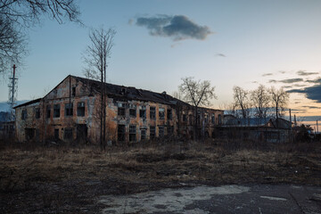 Old ruined abandoned industrial area