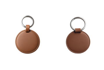 Leather keychains with various shapes and simple silver rings for keys or accessories