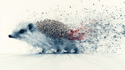 Obraz premium Abstract Hedgehog in Motion: A Burst of Color and Energy