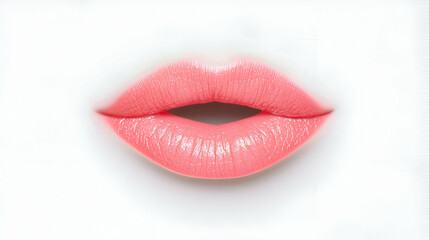 Close Up of Pink Glitter Lips on White Background