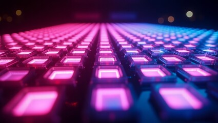 Neon lights keyboard abstract background technology modern gaming rgb led pink blue futuristic design 100