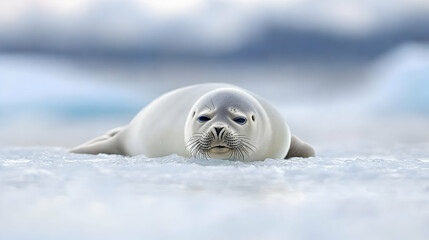 Young Seal Resting On Ice Floe