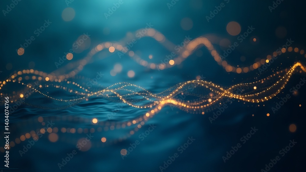 Poster abstract blue background with glowing lines and bokeh effect for wallpaper and design resource use c